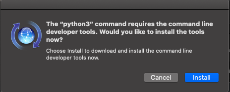 Dialogue Window asking macOS user to install python3