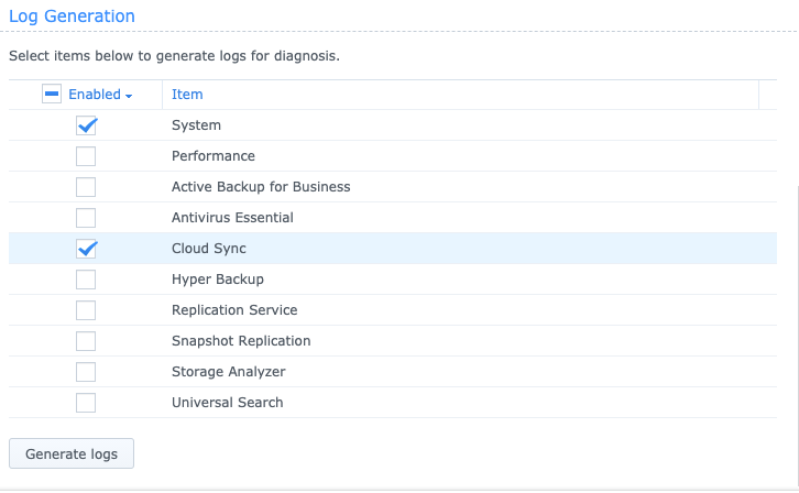 Download backuped log files