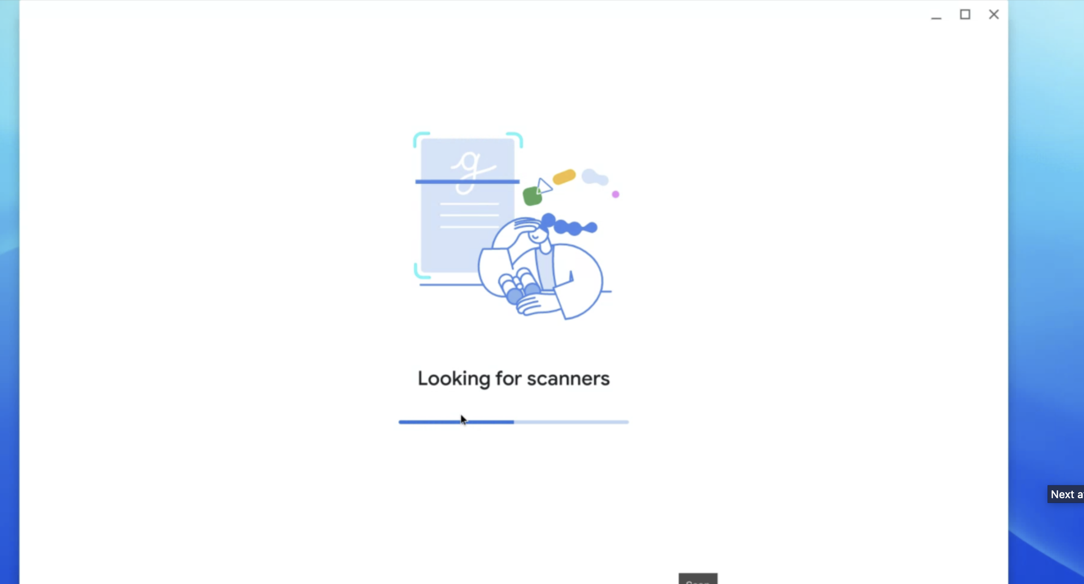 Chromebook scan software searches for scanners