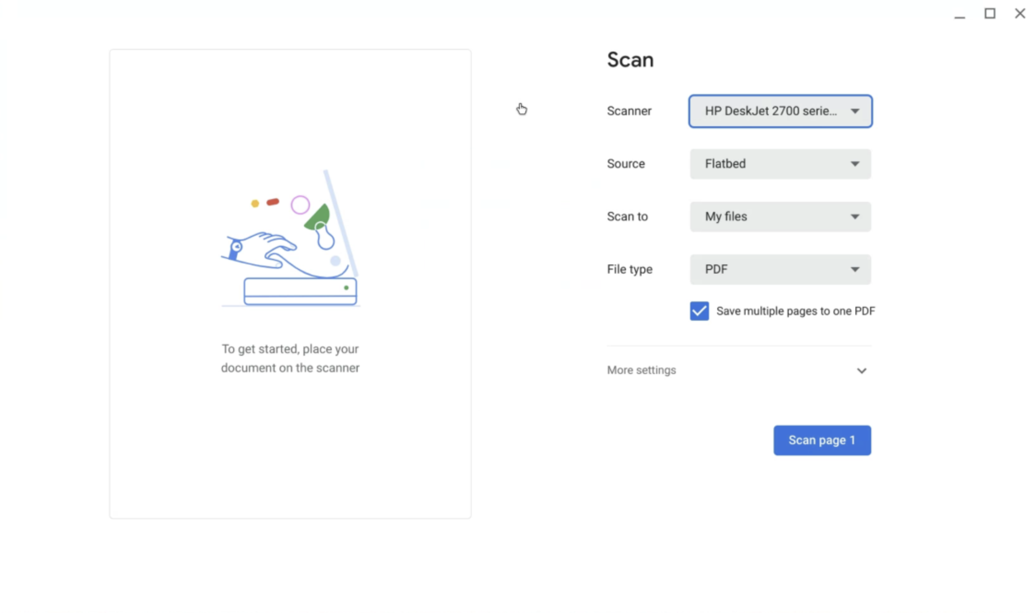 Chromebook Scan settings