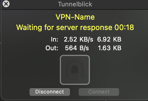 Tunnelblick Wating for Server Response